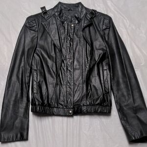 Berman's Vintage 80s Black Leather Motorcycle Jacket Size 12